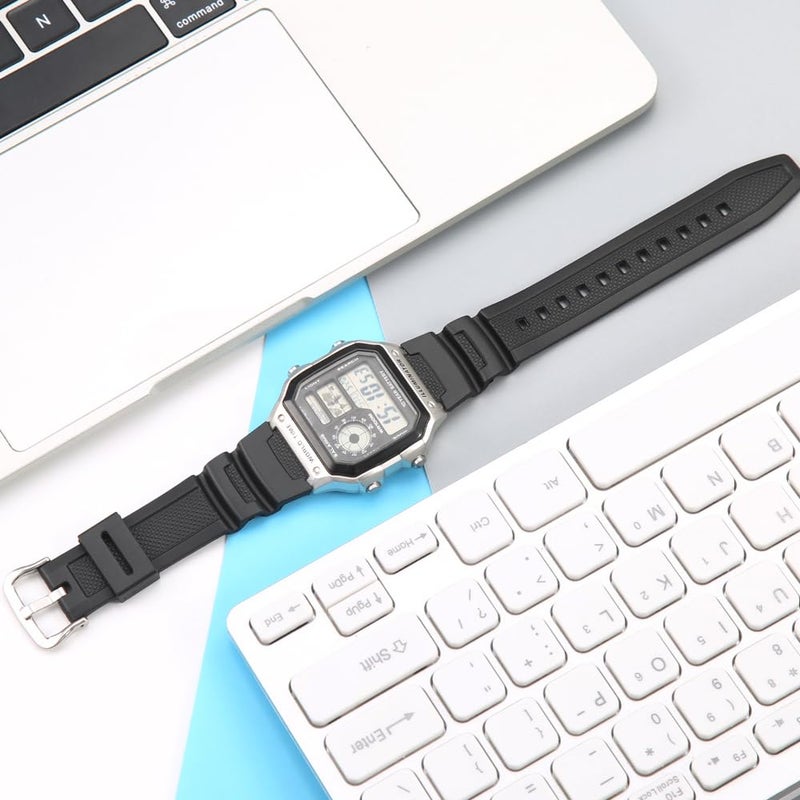 MCXGL Natural Resin Replacement Watch Band Compatible with Casio W218H W-219H AE1200WH AE-1300WH W800H SGW-300H F-108WH Waterproof Rubber strap - Image 3